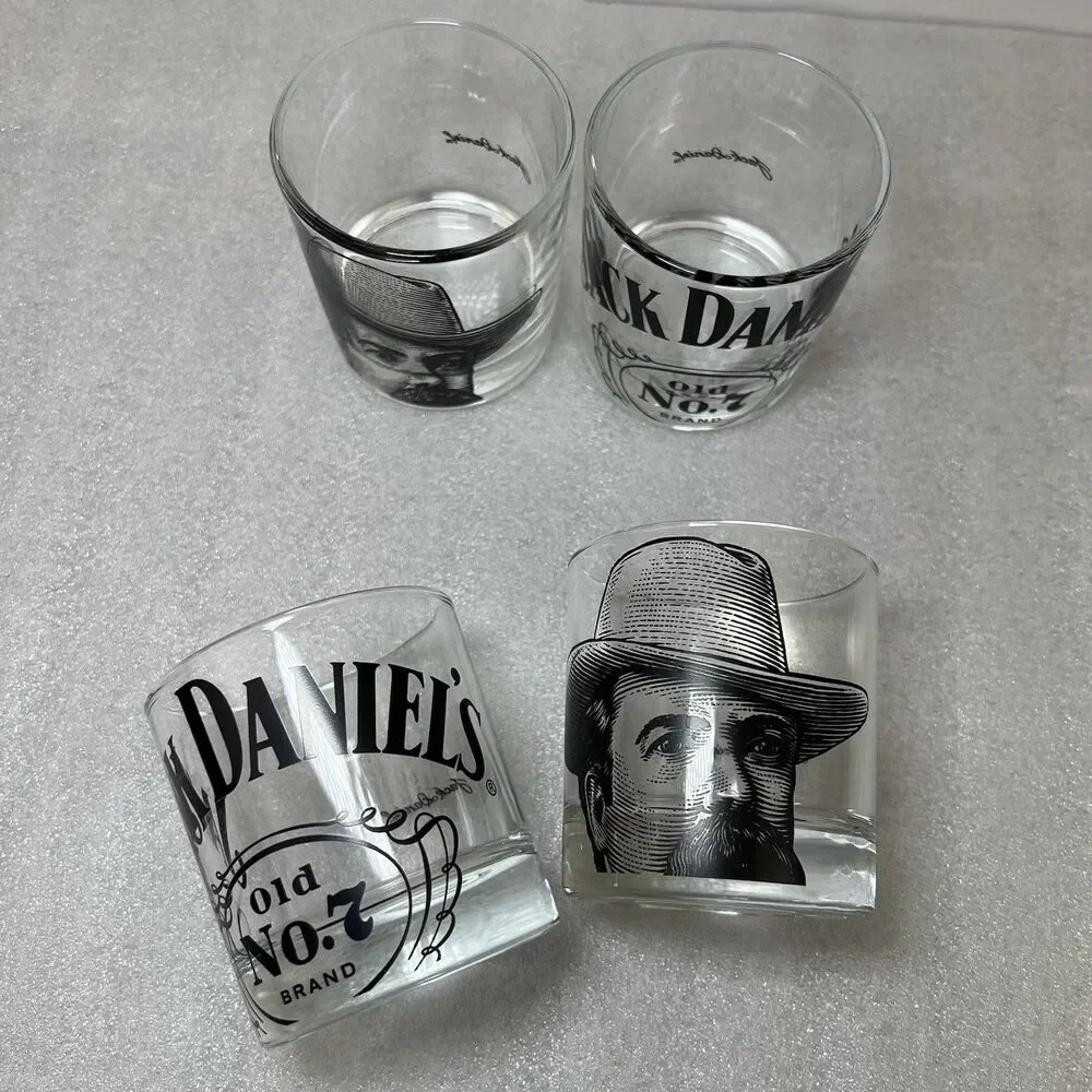 Jack Daniels Old No. 7 Brand Whiskey Glasses Set Of 4 Cowboy  Collectible Barwar